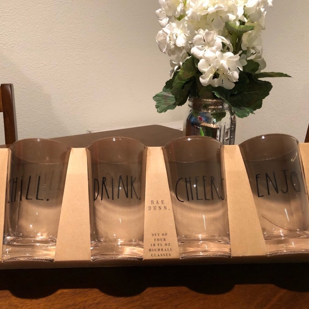 Rae Dunn highball 18oz glass set